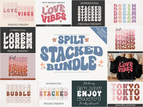 Spilt Stacked Bundle: The Groovy Typeface for Bold Brand Identity